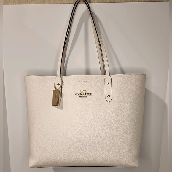 COACH LARGE Super Light Genuine Pebbled Leather TOWN TOTE Handbag - Picture 3 of 15